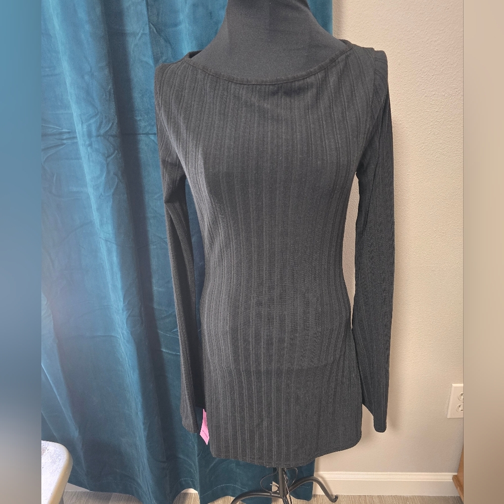 NWT Pretty Little Thing Knit Black Ribbed Long Sleeve Bodycon‎ Dress Size 6